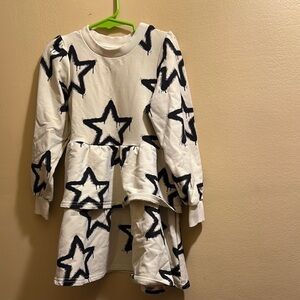 Rockyourkid White Dress with Black Star Pattern